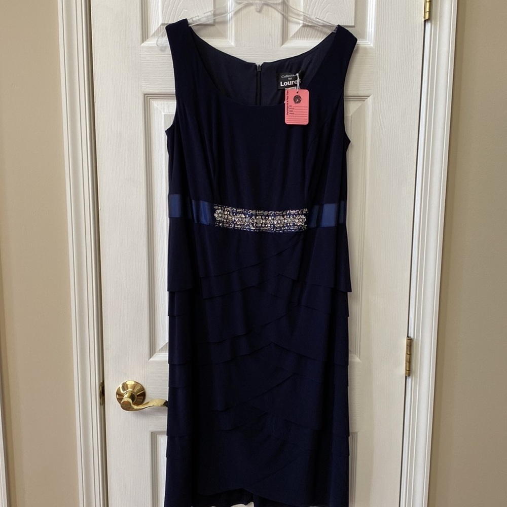 Navy blue formal dress with matching blazer